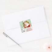  meisje met kerstkonijnencadeautje Label (Envelop)