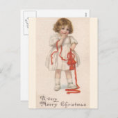 meisje met kerstlint feestdagenkaart (Voorkant / Achterkant)