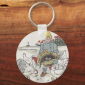  meisje met kippen, E is een ei Sleutelhanger (Voorkant)