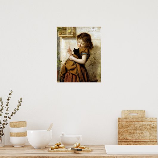 Meisje met Kitten, Sophie Anderson Poster (Keuken)