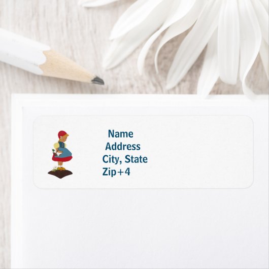 Meisje met Klompen Adresetiketten Etiket (Insitu)