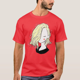 meisje met korte haarstijlen, blonde t-shirt