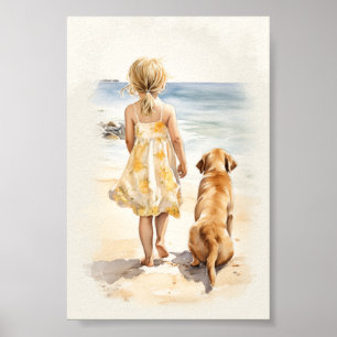 Meisje met labrador poster