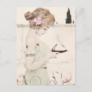 Meisje met Lamp Art Briefkaart