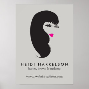 Meisje met Lashes op Lt Grey Beauty Poster