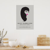 Meisje met Lashes op Lt Grey Beauty Poster (Keuken)