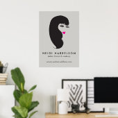 Meisje met Lashes op Lt Grey Beauty Poster (Thuiskantoor)
