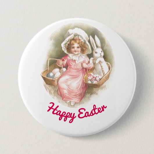  meisje met manden Button (Voorkant)