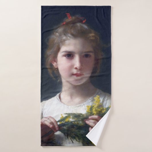 Meisje met Mimosa, Bouguereau Badhanddoek (Badhanddoek)