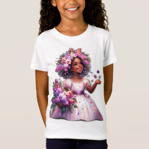 Meisje met mooie lentebloemen t-shirt