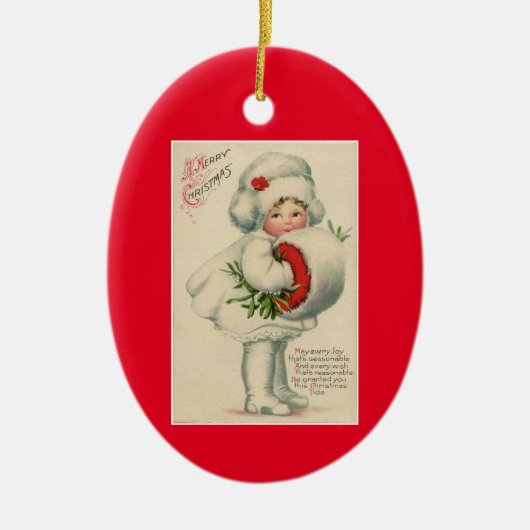 meisje met muff keramisch ornament (Voorkant)