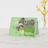 Meisje met ouderlijke camera kaart (Gele Bloem)