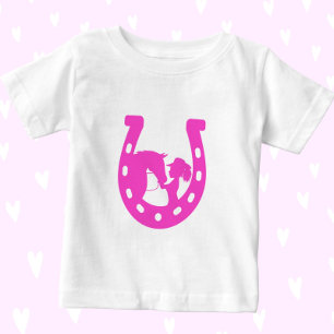 Meisje met paard en western hoed Hot Pink Hoefijze