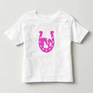 Meisje met paard en western hoed Hot Pink Hoefijze Kinder Shirts