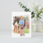Meisje met paard voor communicatie briefkaart (Staand voorkant)