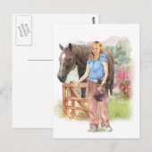 Meisje met paard voor communicatie briefkaart (Voorkant / Achterkant)