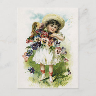  meisje met Pansies Briefkaart