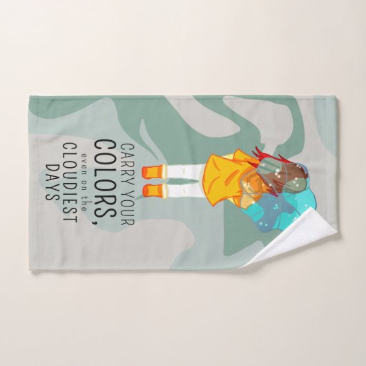 Meisje met paraplu in de wind Positief Quote Bad Handdoek (Handdoek)