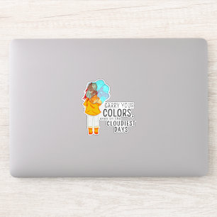 Meisje met paraplu in de wind Positief Quote Sticker