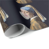 Meisje met parel oorbel blazen van een bubble gum cadeaupapier (Rol Hoek)