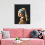 Meisje met parelaarde, c.1665-6 (olie op doek) canvas afdruk (Insitu (Woonkamer))
