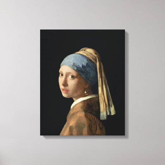 Meisje met parelaarde, c.1665-6 (olie op doek) canvas afdruk (Voorkant)