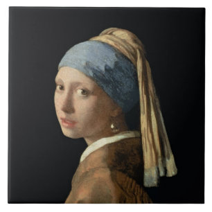 Meisje met parelaarde, c.1665-6 (olie op doek) tegeltje