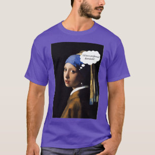 Meisje met pareloorten wilde diamanten t-shirt