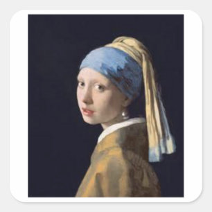 Meisje met parels - Johannes Vermeer Vierkante Sticker
