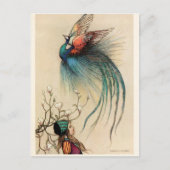 Meisje met Peacock schilderij Briefkaart (Voorkant)