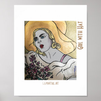 Meisje met Pet afdrukken en poster