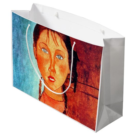 Meisje met pigtails, Modigliani Groot Cadeauzakje (Achterkant Gekanteld)