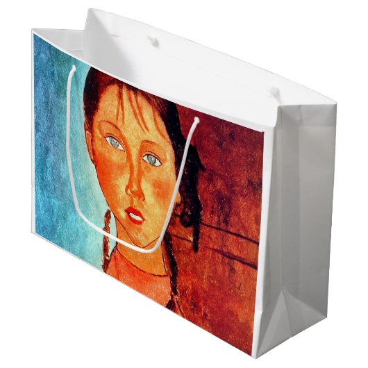 Meisje met pigtails, Modigliani Groot Cadeauzakje (Voorkant Gekanteld)