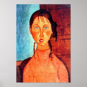 Meisje met pigtails, Modigliani Poster