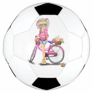 Meisje met Pink Bike Voetbal