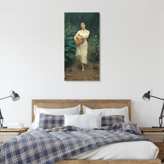 Meisje met pompoen Zonaro 1889 Canvas Afdruk (Insitu (Slaapkamer))