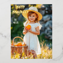 Meisje met pompoenmand Halloween