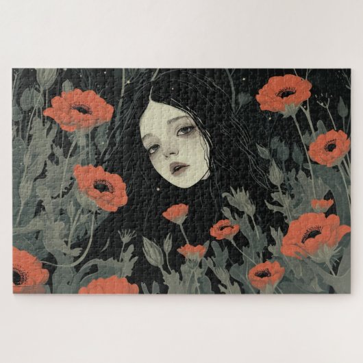 Meisje met Poppies Jigsaw puzzel (Horizontaal)