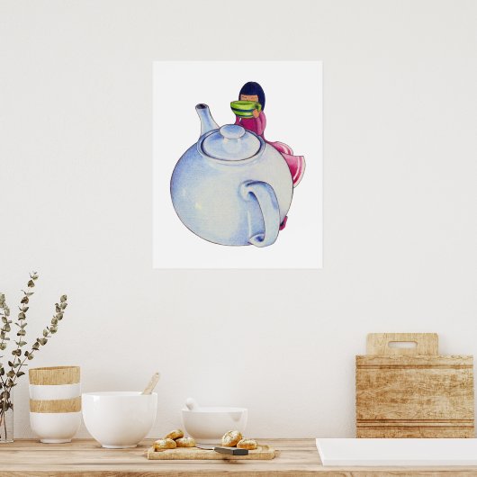 Meisje met Poster van Tea (Keuken)