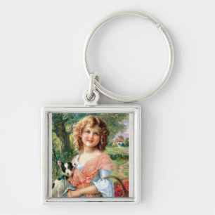 meisje met puppy sleutelhanger