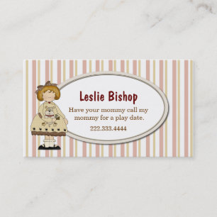 Meisje met Puppy Striped Play Date Card Contactkaartje