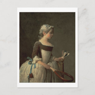 Meisje met Racket en Shuttlecock Briefkaart