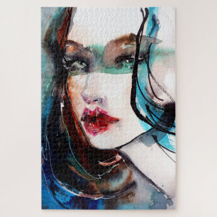Meisje met rode lippen Legpuzzel