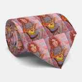 meisje met rood haar en ukulele stropdas (Opgerold)