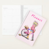 Meisje met roze fietsplanner planner (Display)