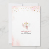 Meisje met roze lint bidt Spaanse Primera Comunion Kaart (Achterkant)