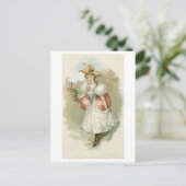 Meisje met roze rozen (ca. 1885) briefkaart (Staand voorkant)