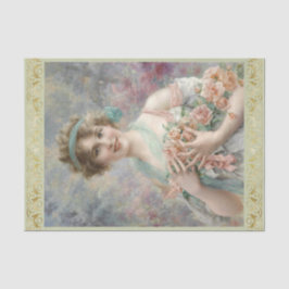 Meisje met rozen door Emile Vernon, Decoupage Tissuepapier