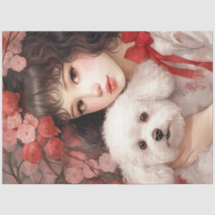 Meisje met Schattige Dog Tissue Papier