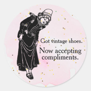 Meisje met schoenen accepteert nu complimenten ronde sticker